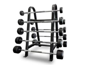 Rack con 10 barras de peso fijo recta de 10lbs a 100lbs