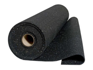 Rollo de piso de caucho negro con pintas grises 8mm